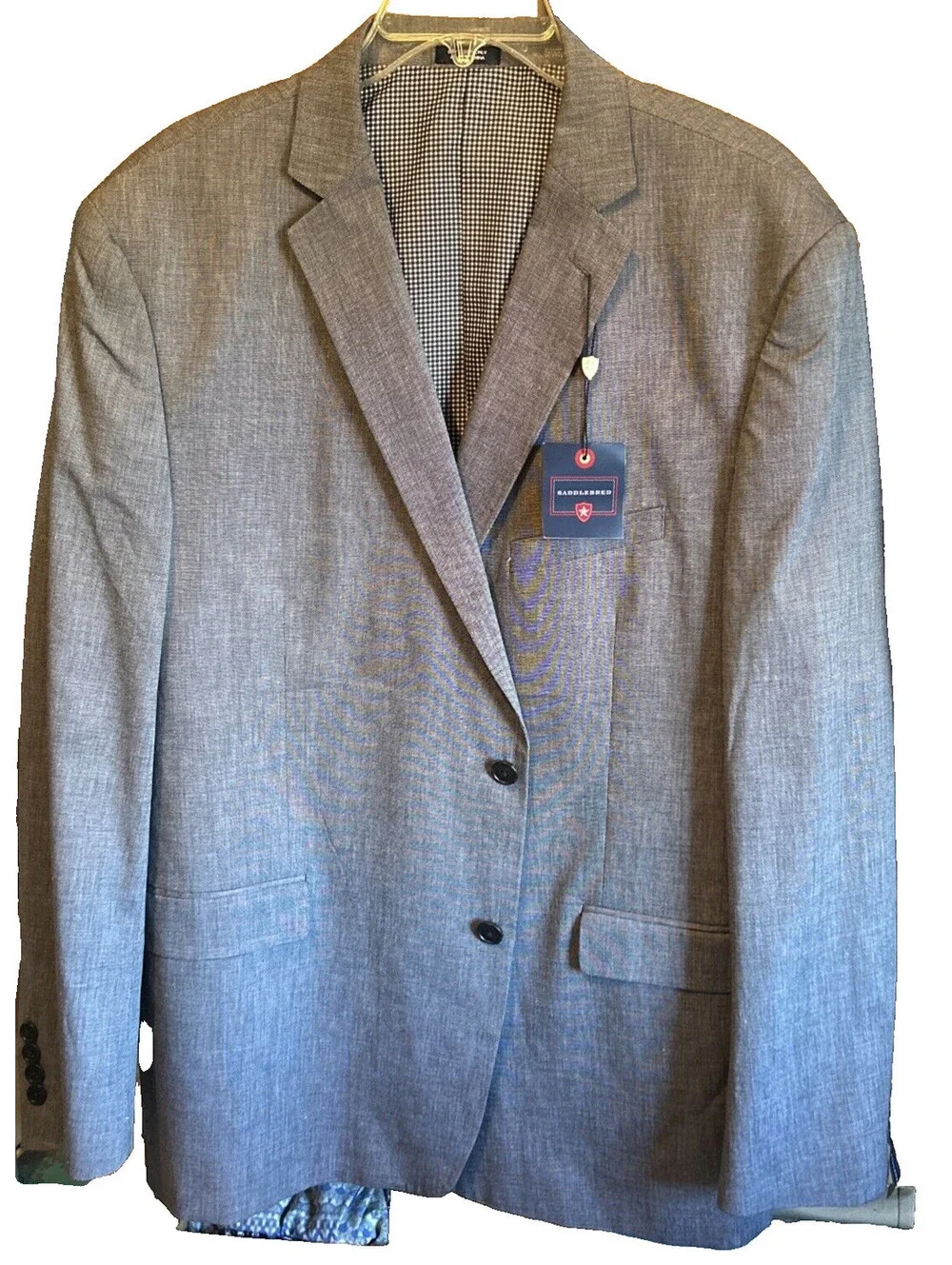 Saddlebred 46R NWT Gray Cotton Blazer Fully Lined 2 Button Front Business Work